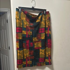 LuLaRoe Green Yellow Pencil Skirt Knee-Length Work